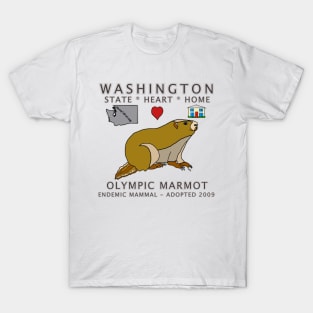 Washington - Olympic Marmot - State, Heart, Home - state symbols T-Shirt